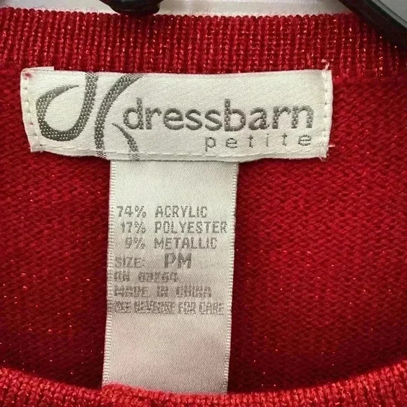 Dressbarn NWT Red Cardigan Woman's Size PM Red Sequins Metallic - Picture 5 of 12
